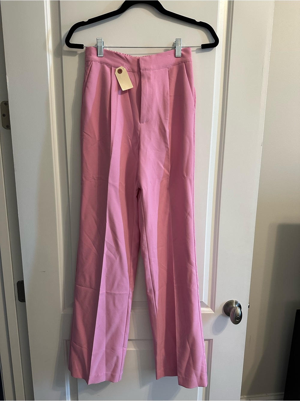 Pink Elastic-Waist Trouser Pants